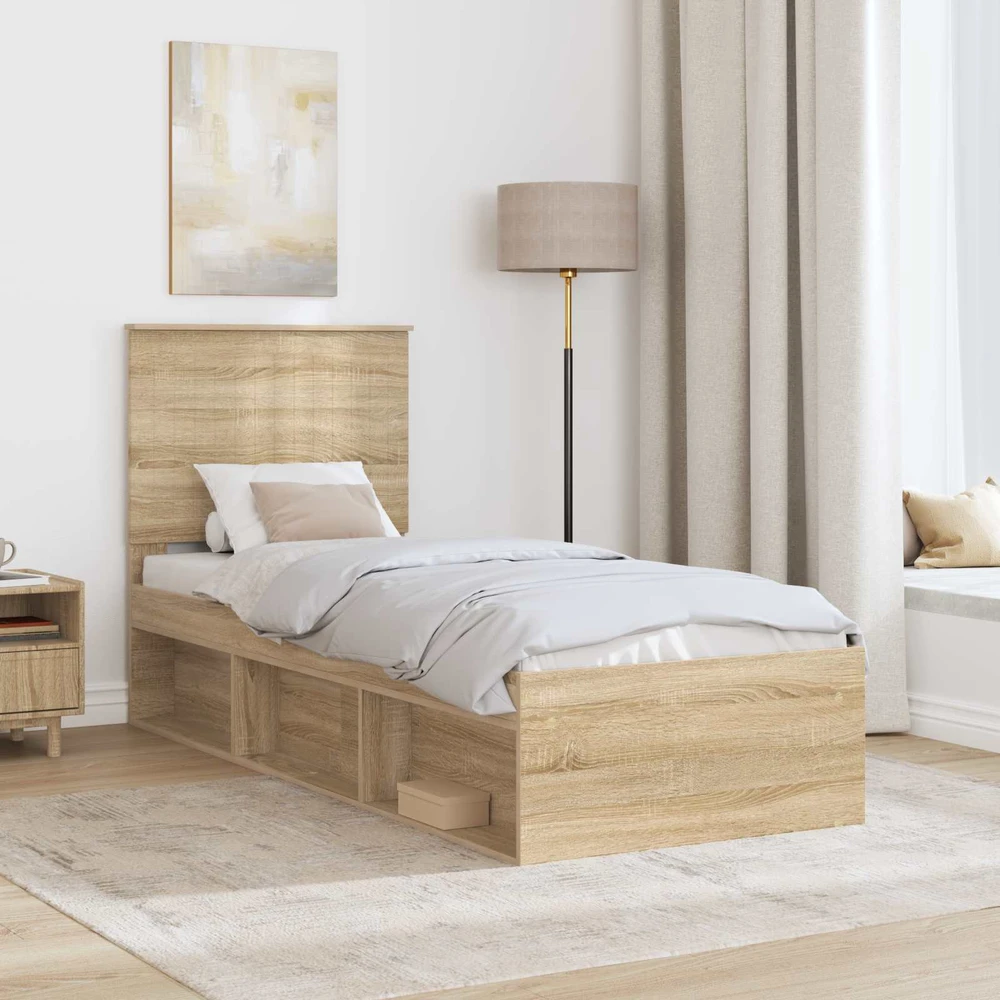 Lova Lovos rėmas Sonoma ąžuolas 75 x 190 cm Kietos pušies mediena