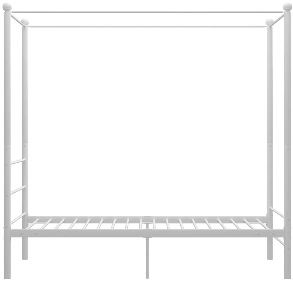 Lovos rėmas su baldakimu, baltos spalvos, 100x200cm, metalas