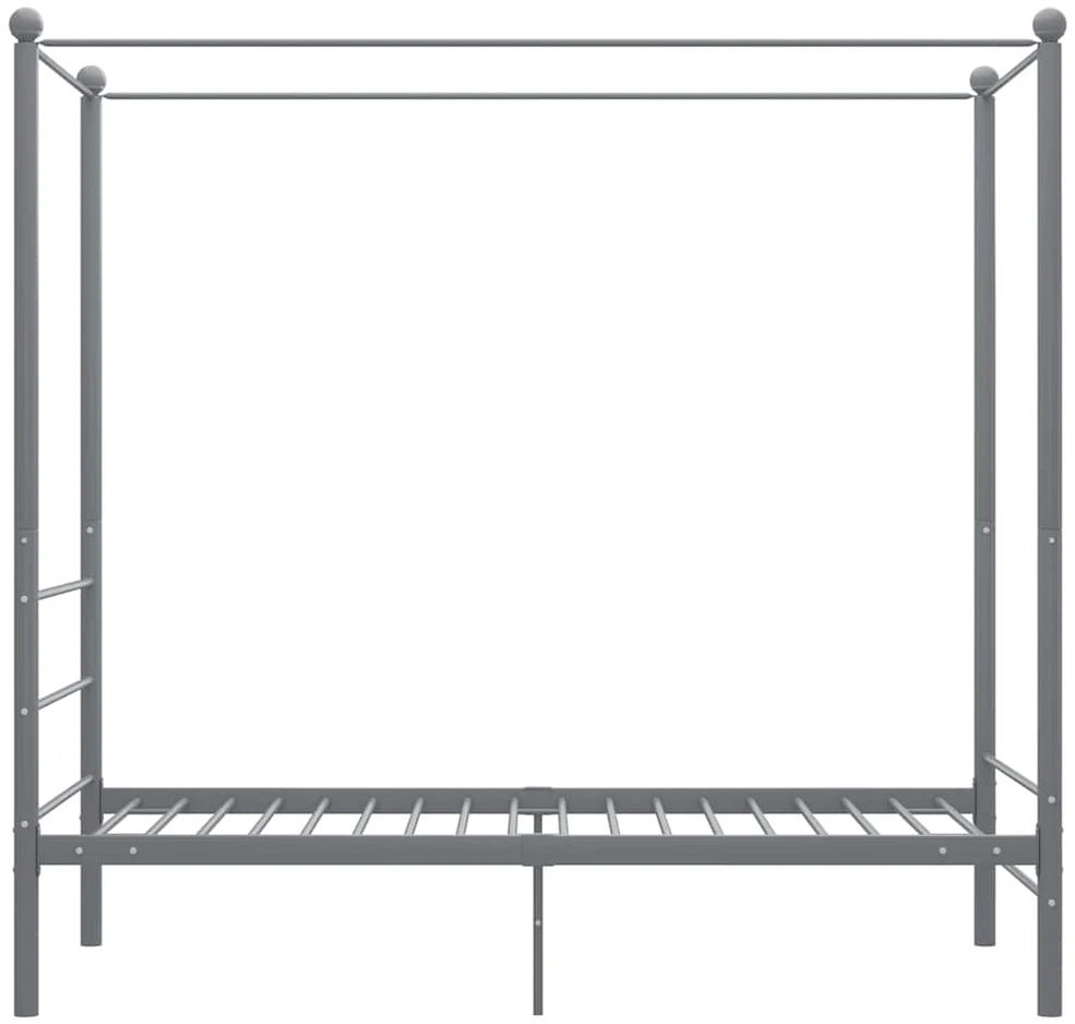 Lovos rėmas su baldakimu, pilkos spalvos, 90x200cm, metalas