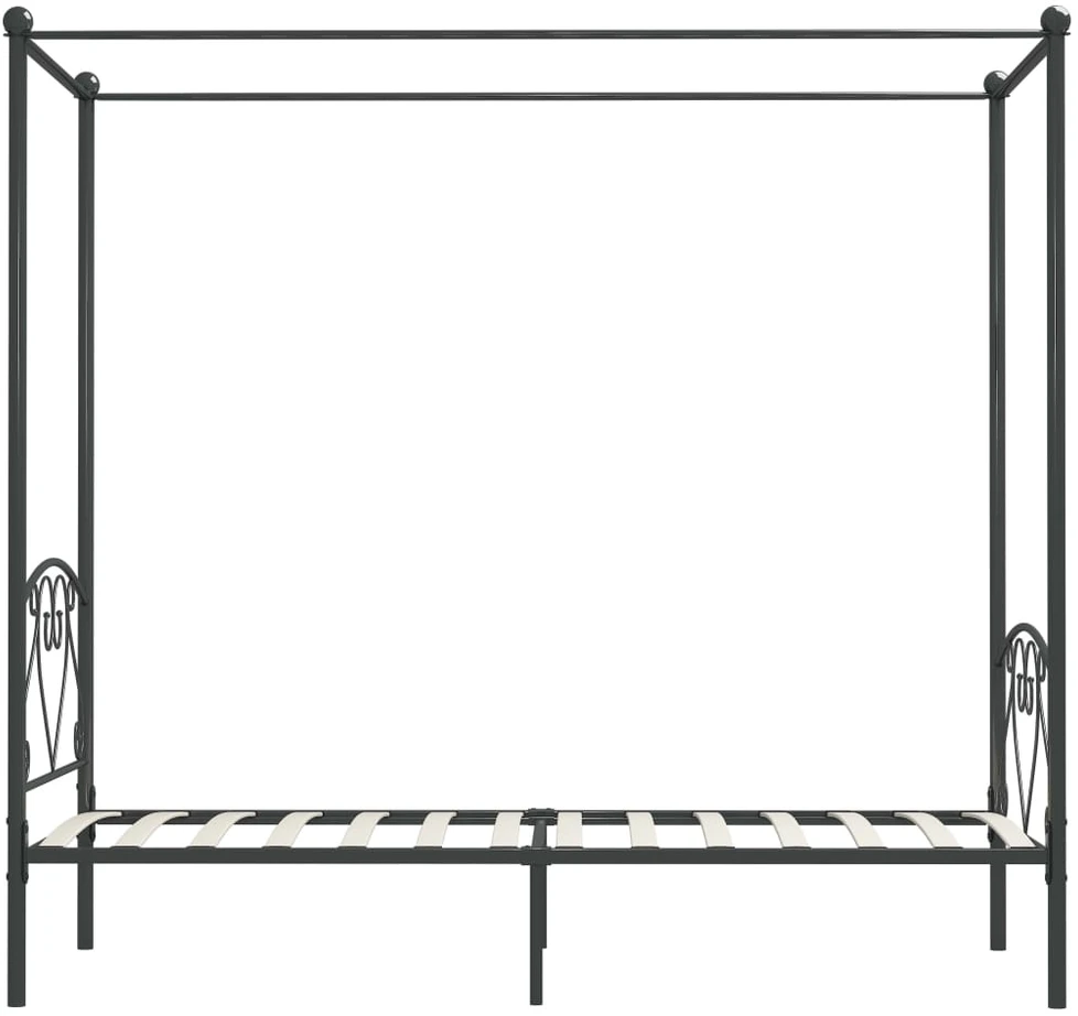 Lovos rėmas su baldakimu, pilkos spalvos, 100x200cm, metalas