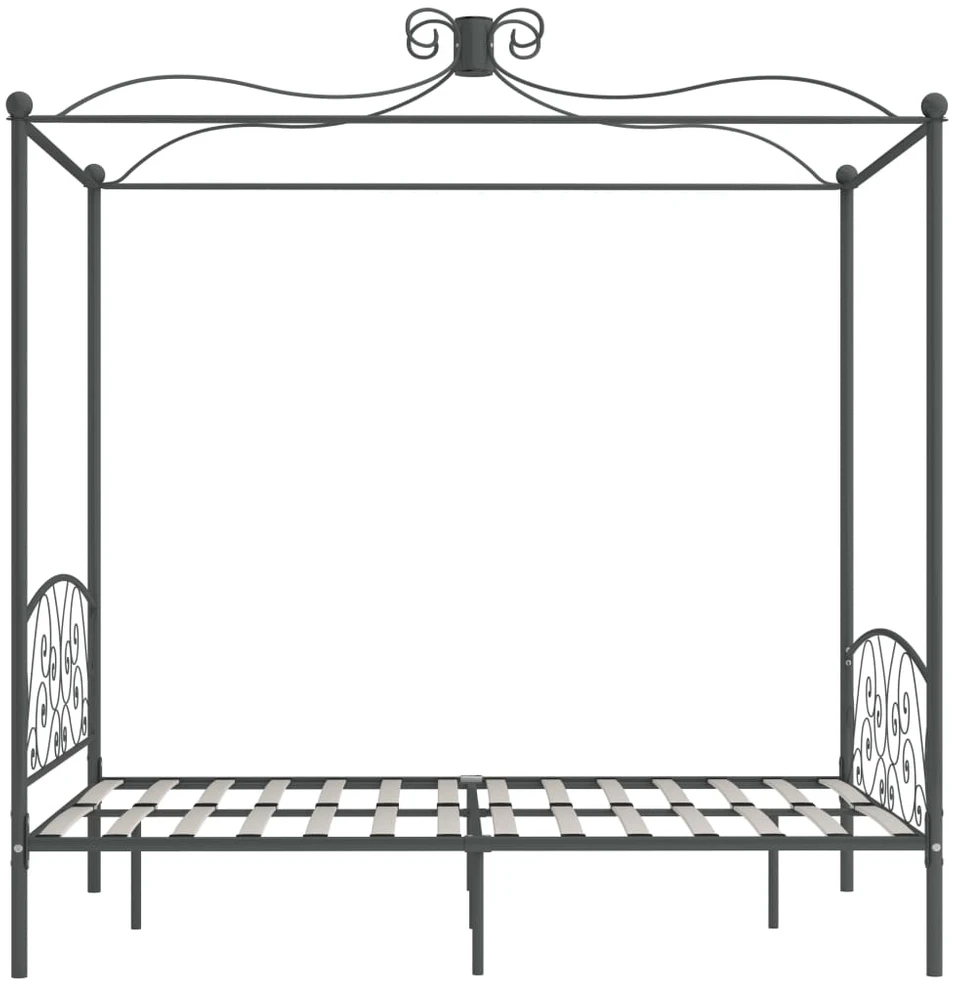 Lovos rėmas su baldakimu, pilkos spalvos, 140x200cm, metalas