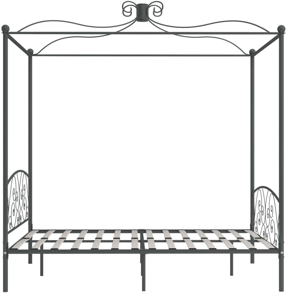 Lovos rėmas su baldakimu, pilkos spalvos, 160x200cm, metalas