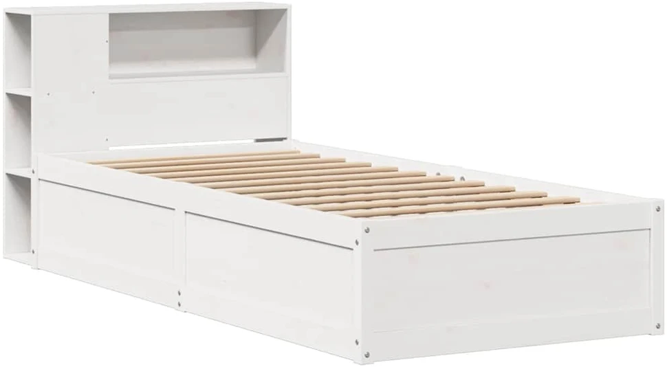 Lovos rėmas su be čiužinio, baltas, 75x190cm, pušies masyvas