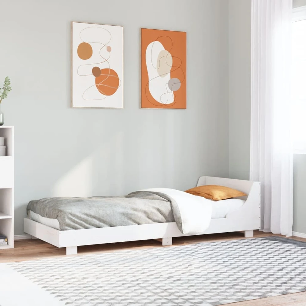 Lovos rėmas su be čiužinio, baltas, 75x190cm, pušies masyvas