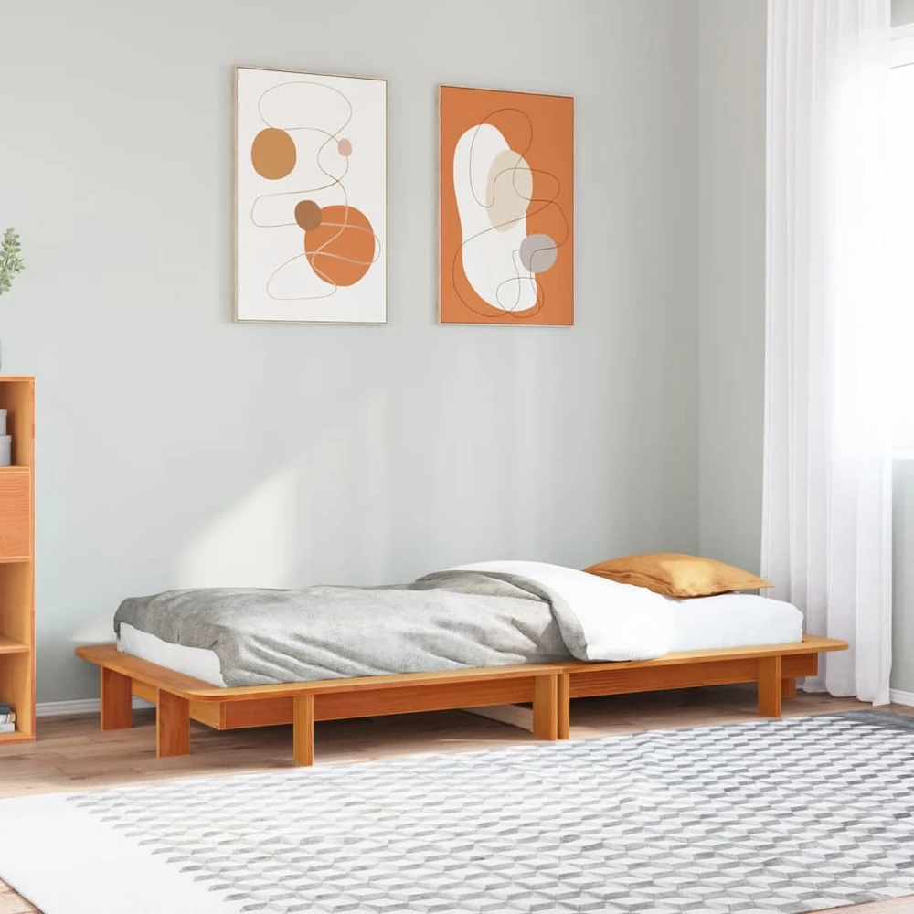 Lovos rėmas su be čiužinio, ruda, 75x190cm, pušies masyvas