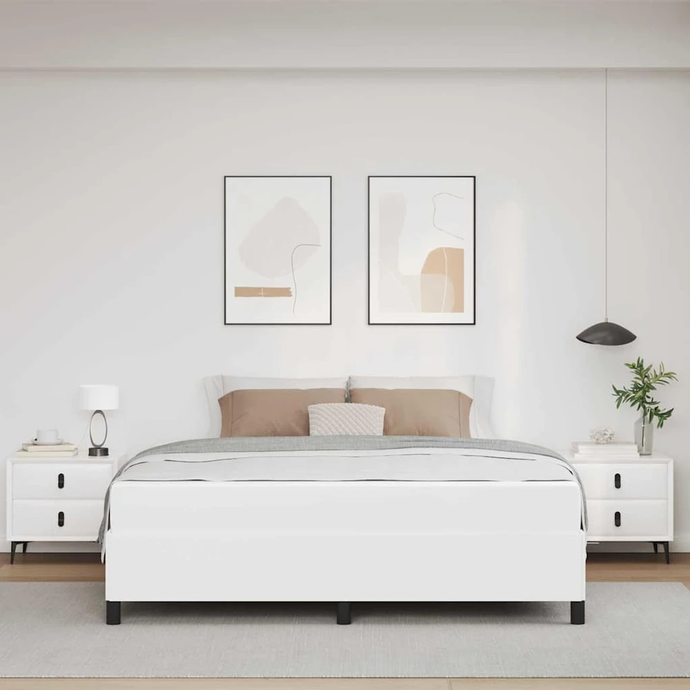 Lovos rėmas su čiužiniu Balta 180 x 200 cm audinys