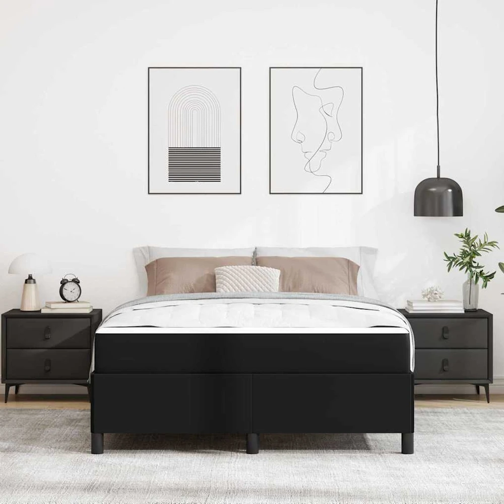 Lovos rėmas su čiužiniu Juoda 140 x 190 cm audinys