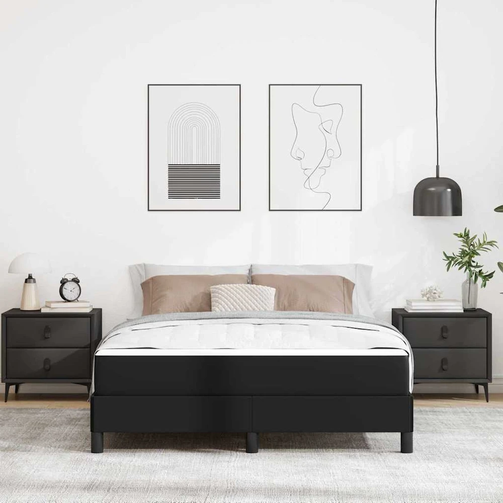 Lovos rėmas su čiužiniu Juoda 140 x 190 cm audinys