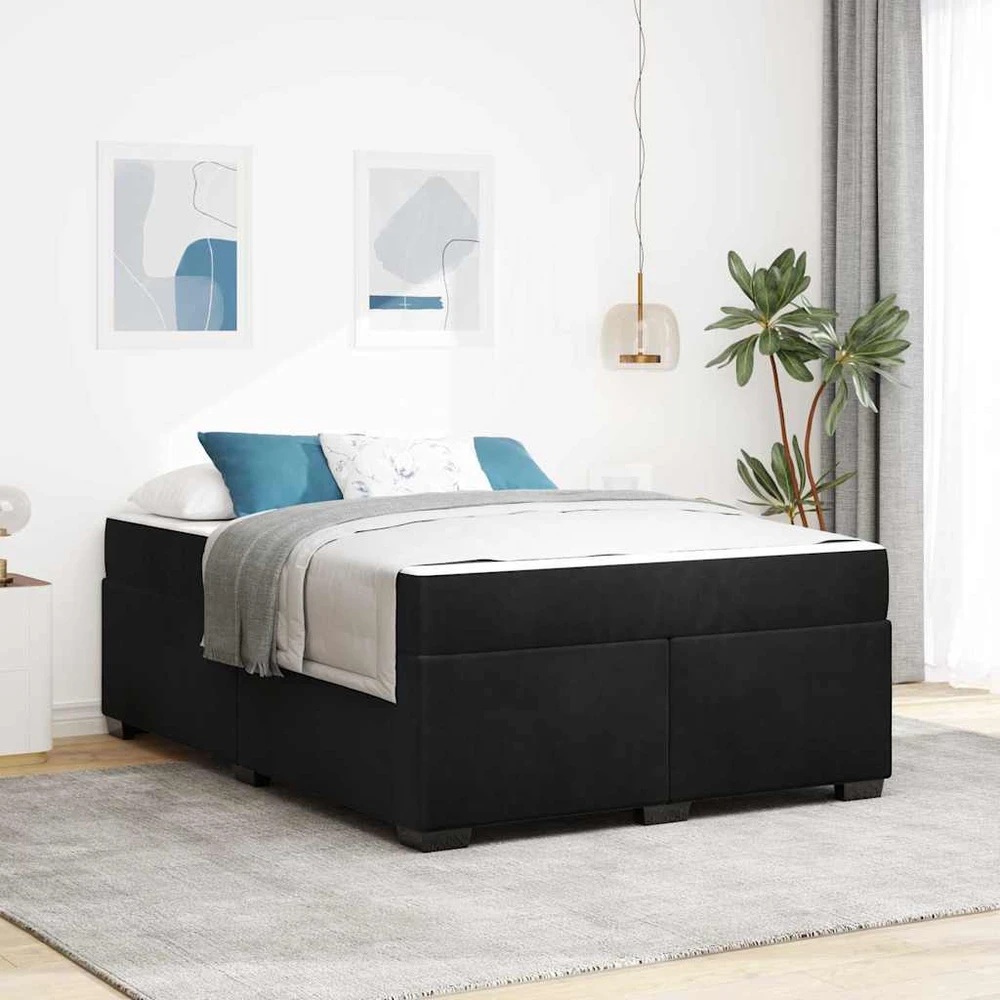 Lovos rėmas su čiužiniu Juoda 160 x 200 cm audinys