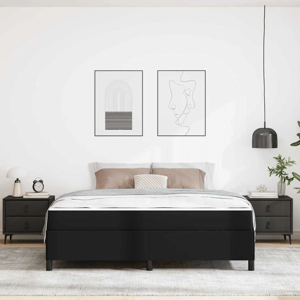 Lovos rėmas su čiužiniu Juoda 180 x 200 cm audinys