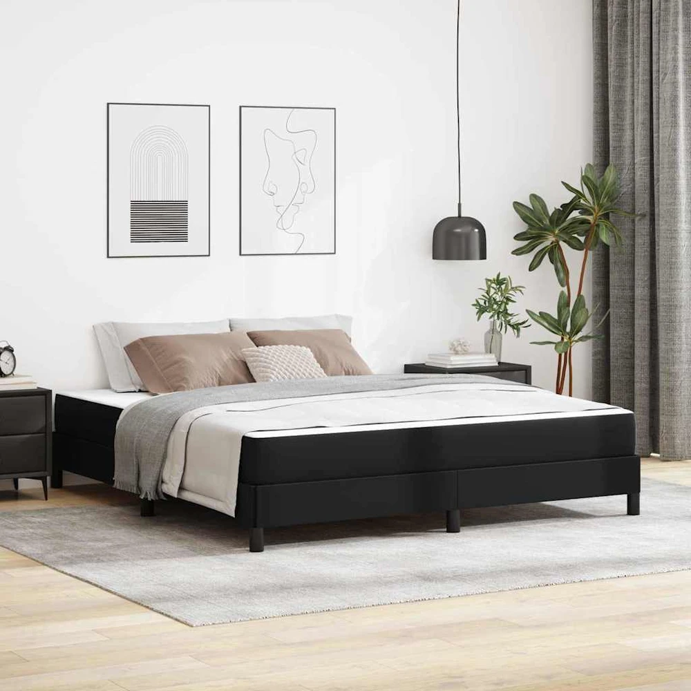 Lovos rėmas su čiužiniu Juoda 180 x 200 cm audinys