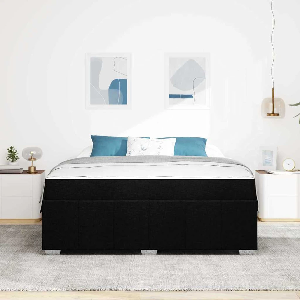 Lovos rėmas su čiužiniu Juoda 180 x 200 cm audinys