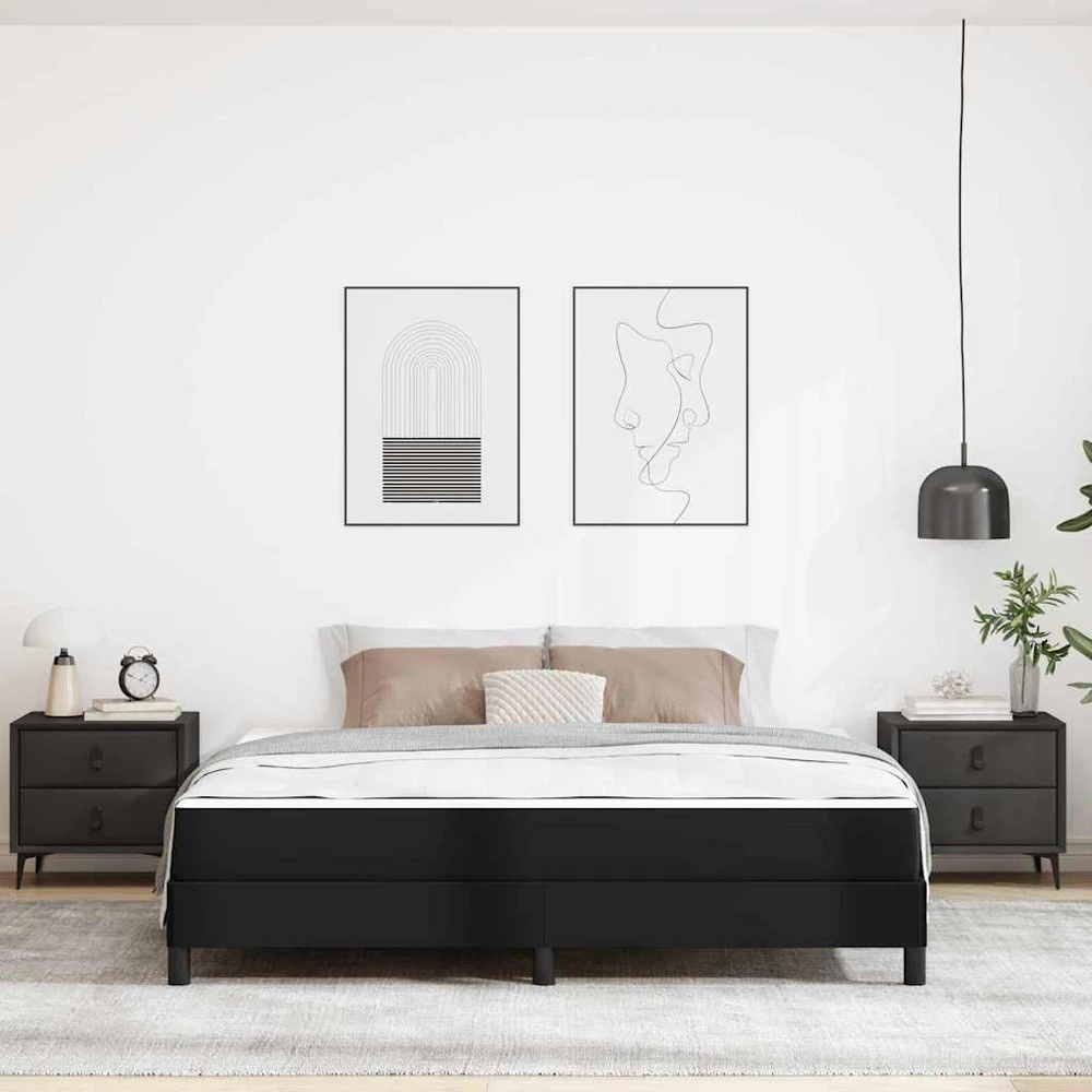 Lovos rėmas su čiužiniu Juoda 180 x 200 cm audinys
