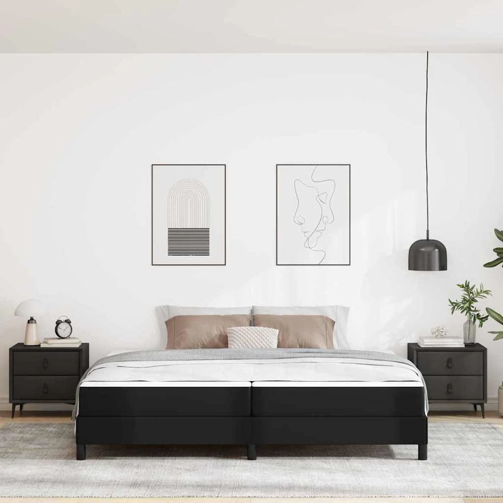 Lovos rėmas su čiužiniu Juoda 200 x 200 cm audinys