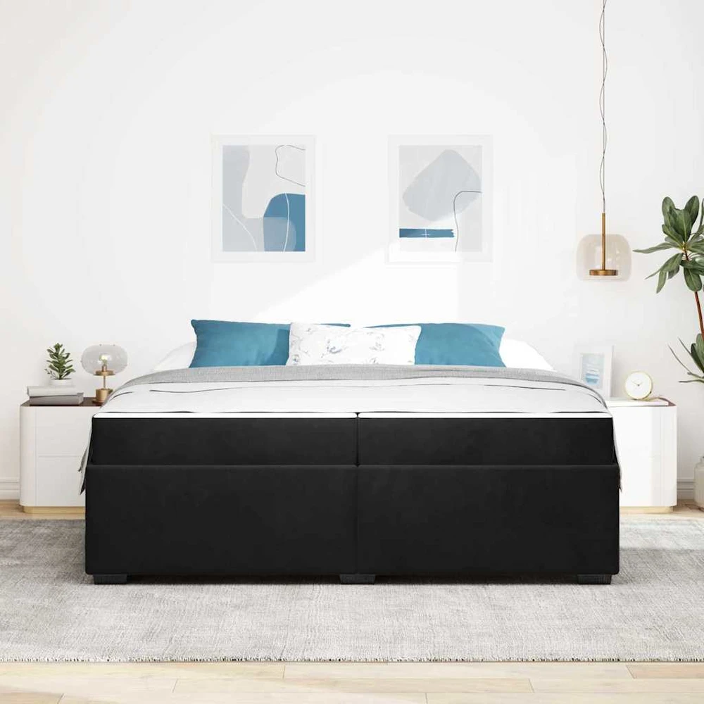 Lovos rėmas su čiužiniu Juoda 200 x 200 cm audinys