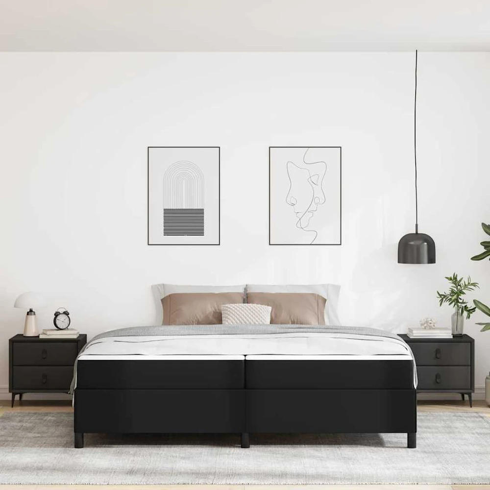 Lovos rėmas su čiužiniu Juoda 200 x 200 cm audinys