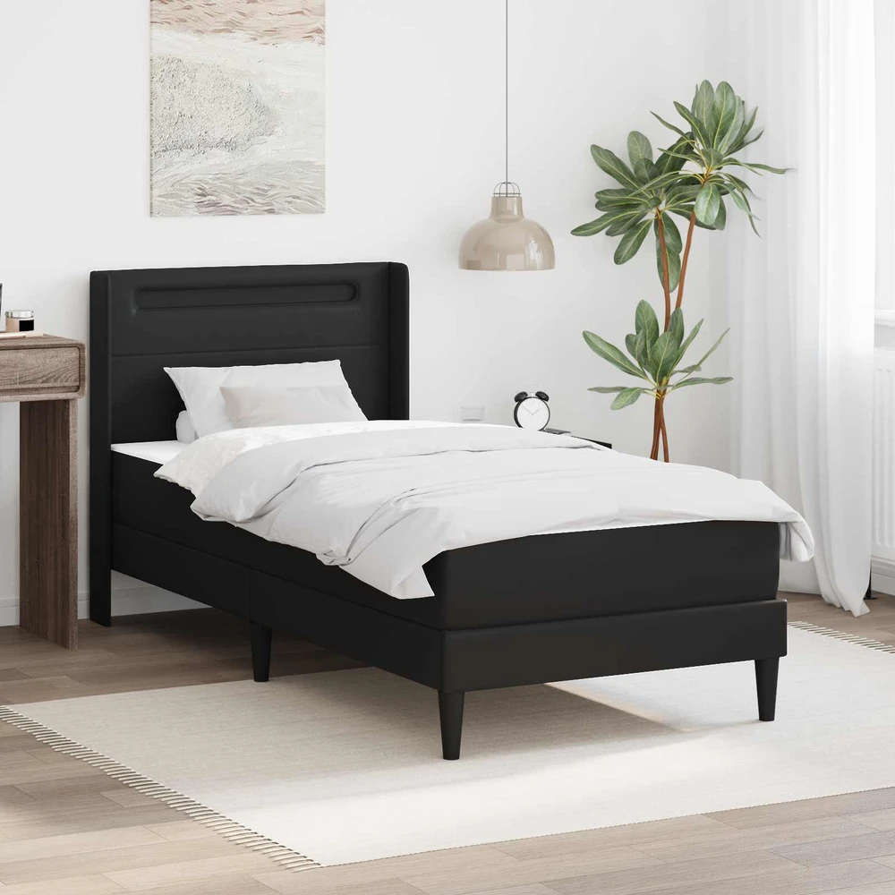 Čiužinys Lovos rėmas su čiužiniu Juoda 90 x 190 cm Dirbtinė oda