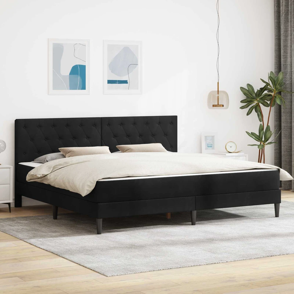 Čiužinys Lovos rėmas su čiužiniu Juodas 180 x 200 cm Aksomas
