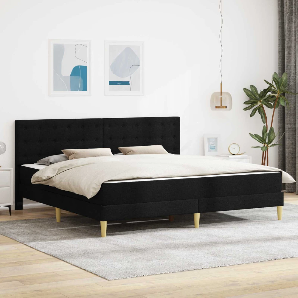 Lovos rėmas su čiužiniu Juoda 200 x 200 cm Audinys