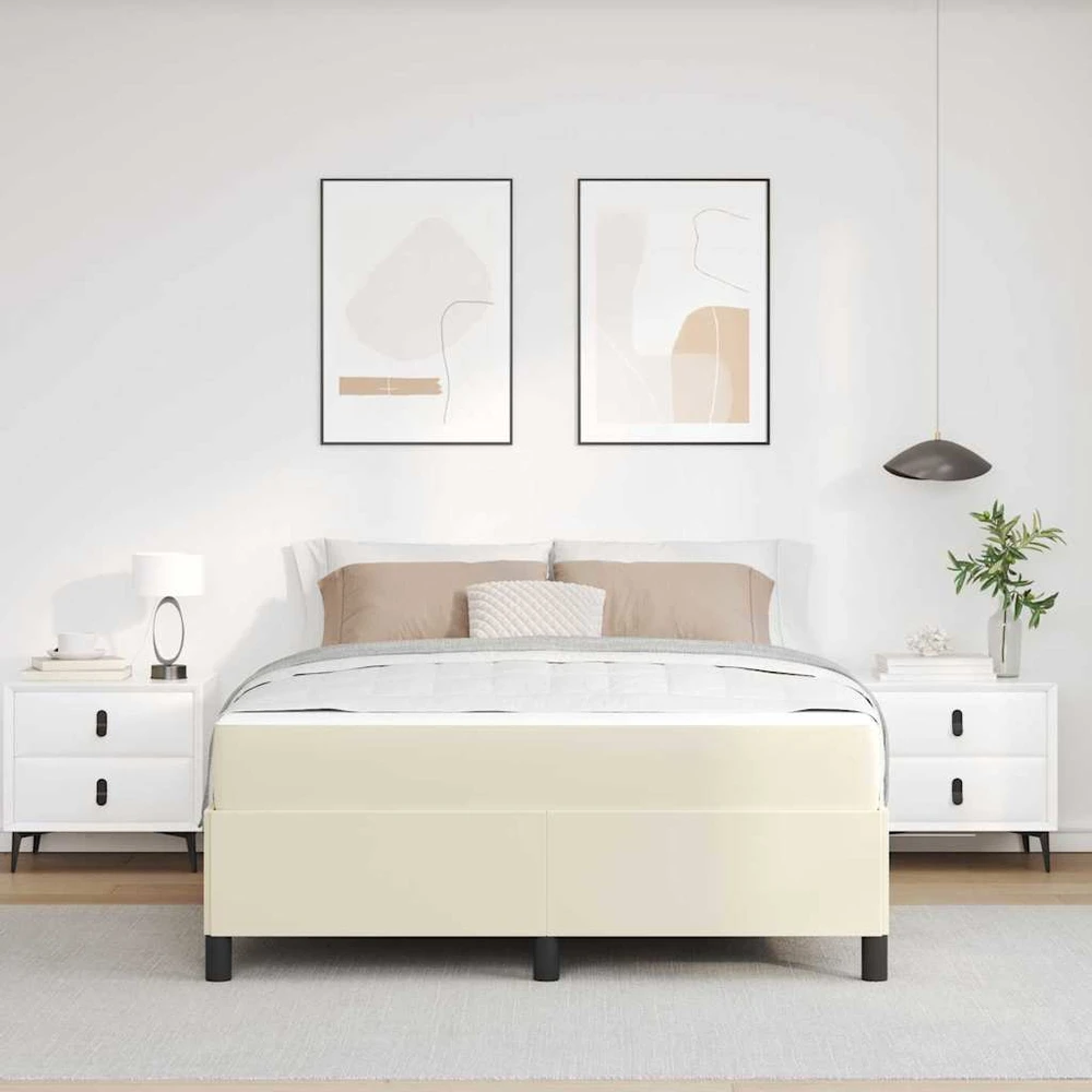 Lovos rėmas su čiužiniu Kreminė 140 x 190 cm audinys
