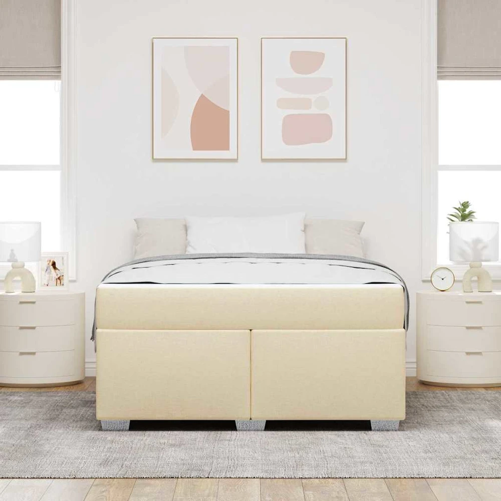 Lovos rėmas su čiužiniu Kreminė 140 x 200 cm audinys