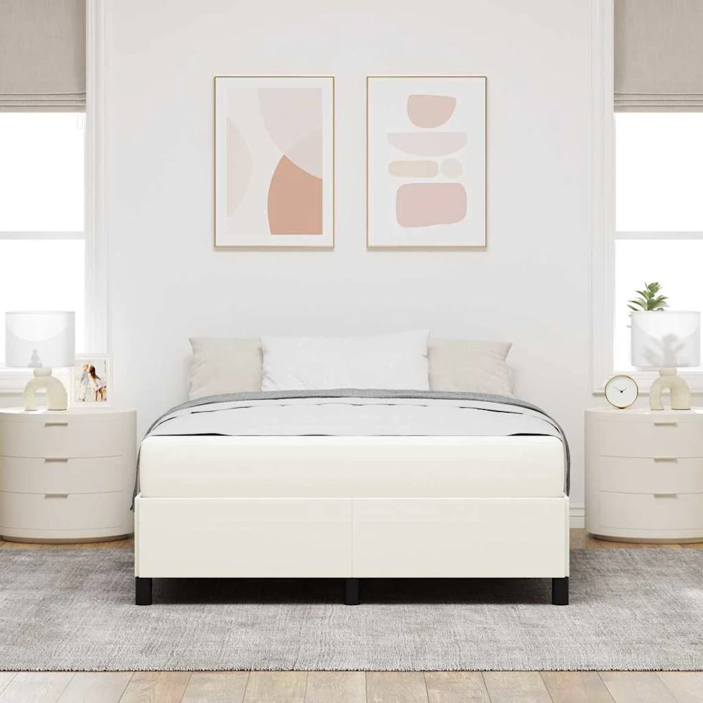 Lovos rėmas su čiužiniu Kreminė 160 x 200 cm audinys