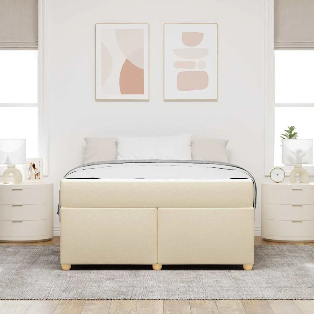 Lovos rėmas su čiužiniu Kreminė 160 x 200 cm audinys