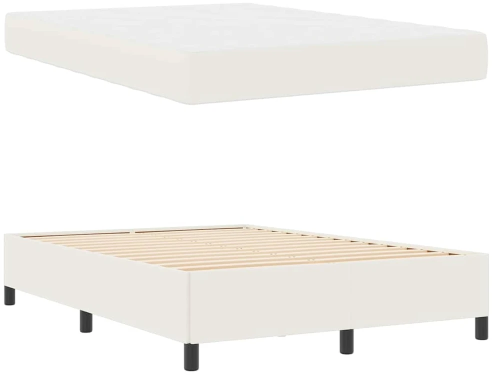 Lovos rėmas su čiužiniu Kreminė 160 x 200 cm audinys
