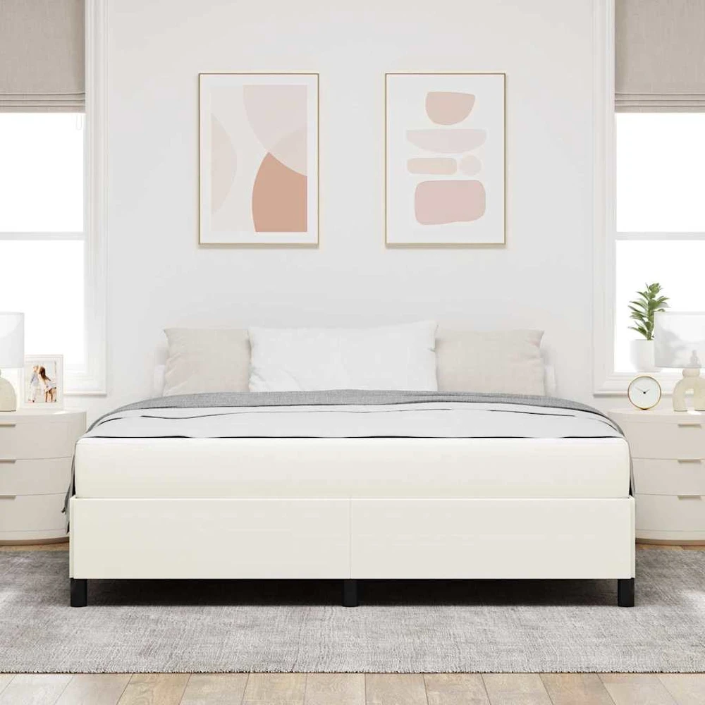 Lovos rėmas su čiužiniu Kreminė 180 x 200 cm audinys