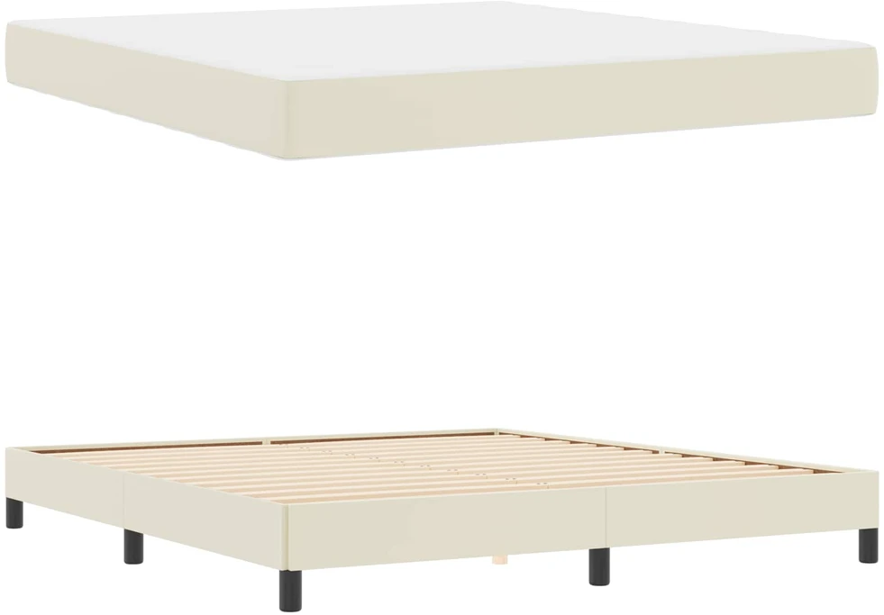 Lovos rėmas su čiužiniu Kreminė 180 x 200 cm audinys