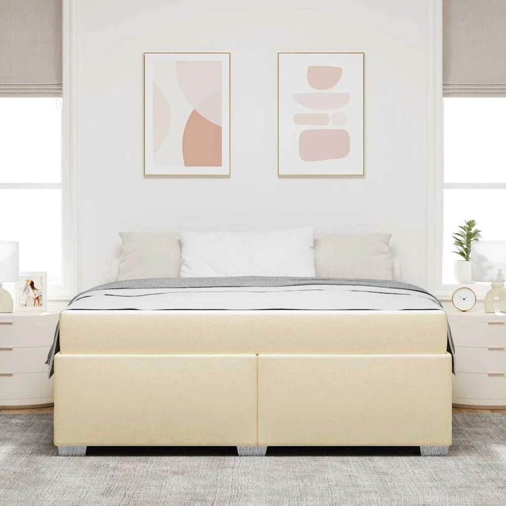 Lovos rėmas su čiužiniu Kreminė 180 x 200 cm audinys