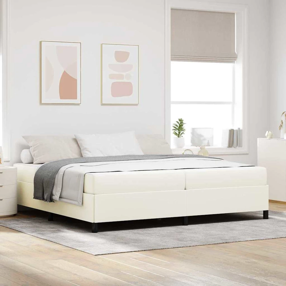 Lovos rėmas su čiužiniu Kreminė 200 x 200 cm audinys