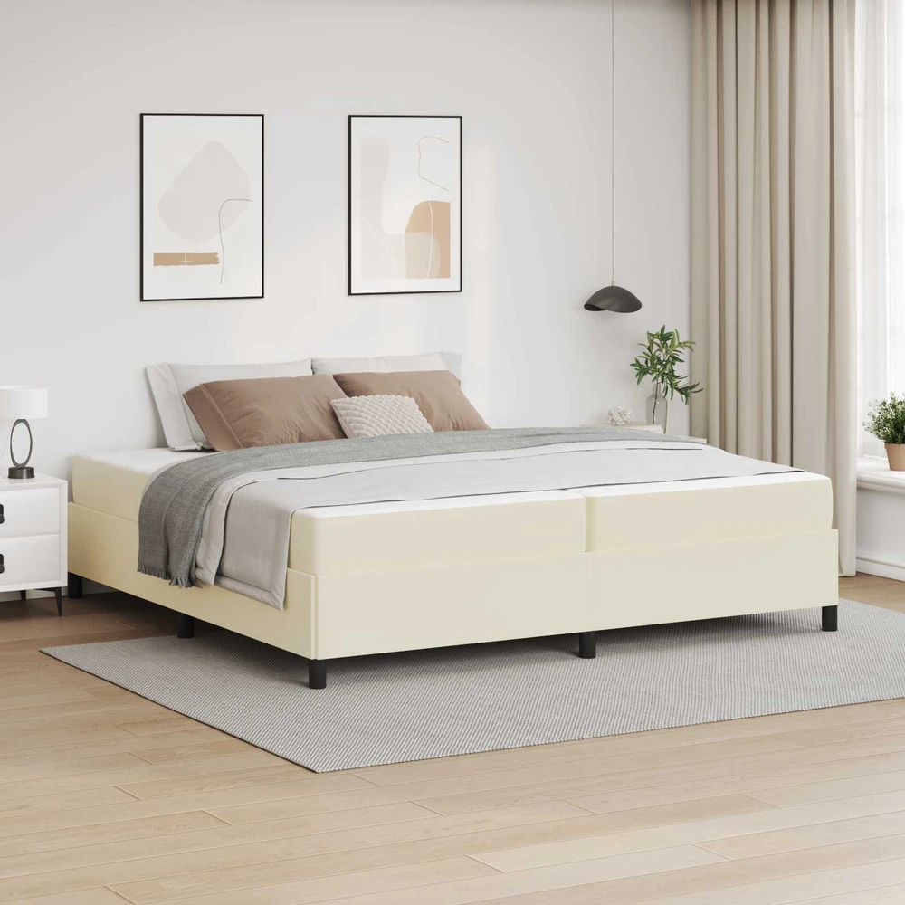 Lovos rėmas su čiužiniu Kreminė 200 x 200 cm audinys