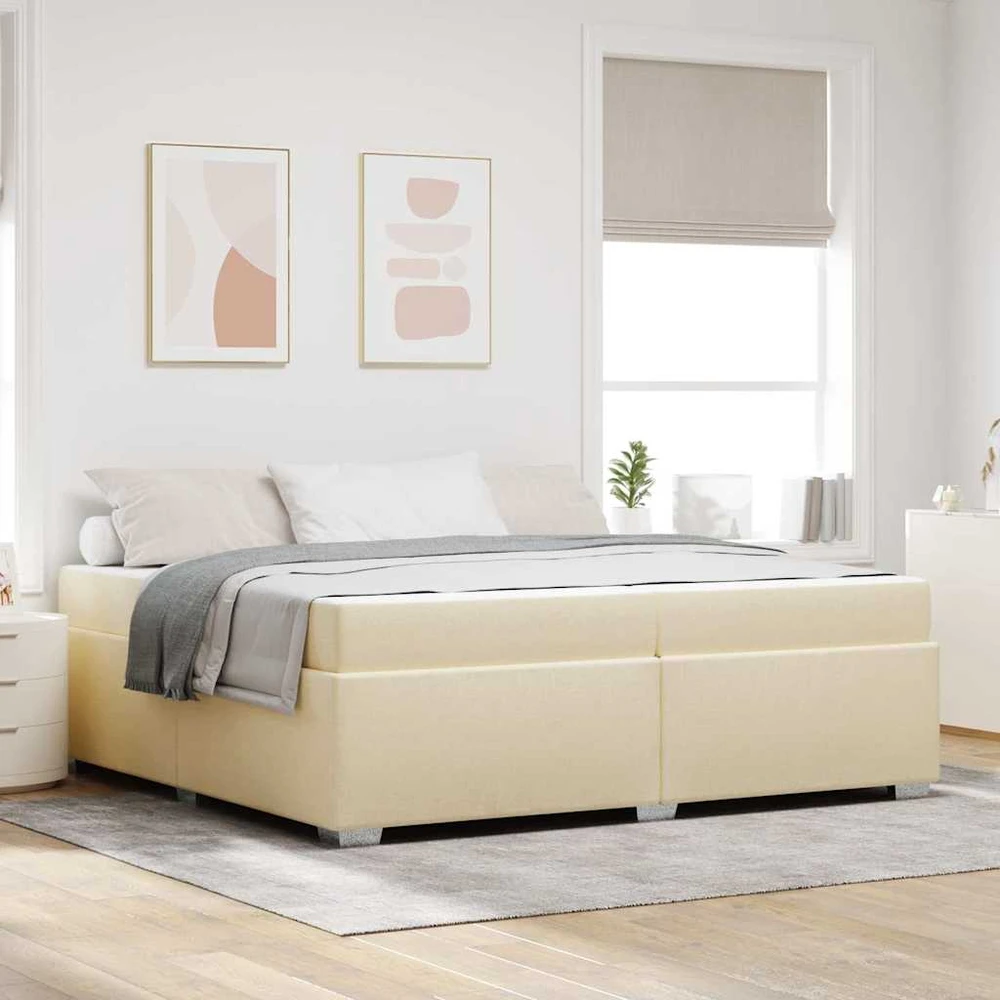 Lovos rėmas su čiužiniu Kreminė 200 x 200 cm audinys