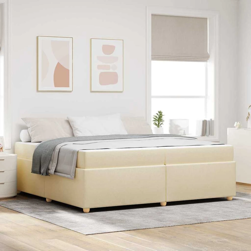 Lovos rėmas su čiužiniu Kreminė 200 x 200 cm audinys