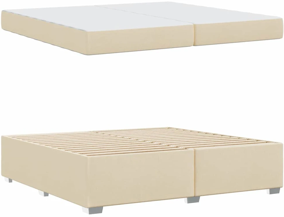Lovos rėmas su čiužiniu Kreminė 200 x 200 cm audinys