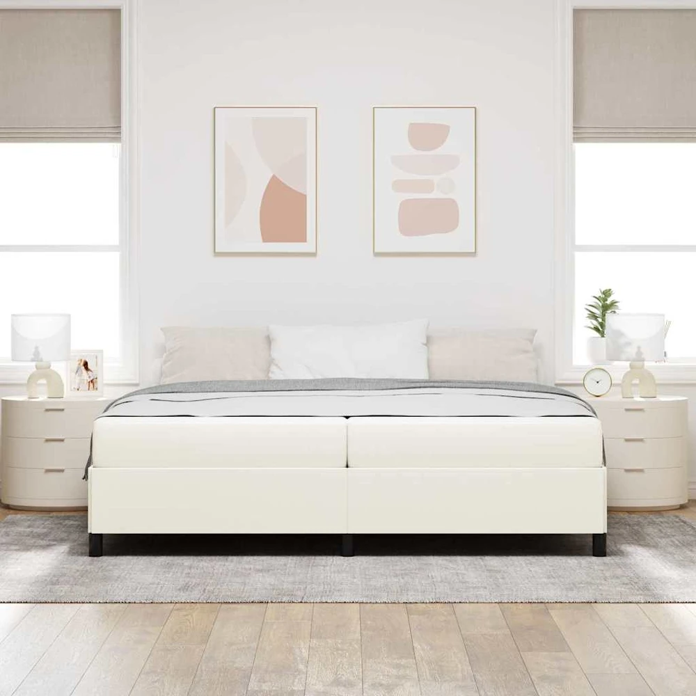 Lovos rėmas su čiužiniu Kreminė 200 x 200 cm audinys
