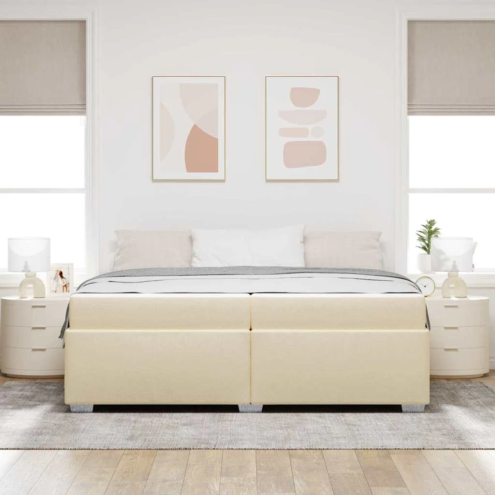 Lovos rėmas su čiužiniu Kreminė 200 x 200 cm audinys