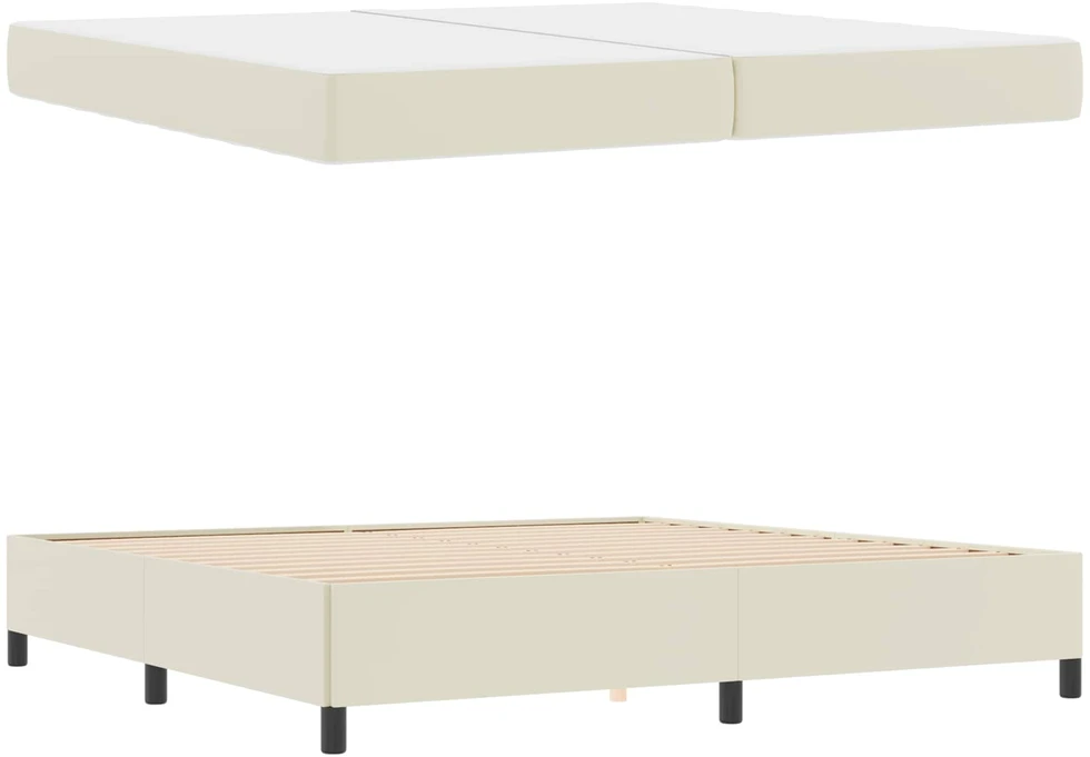 Lovos rėmas su čiužiniu Kreminė 200 x 200 cm audinys
