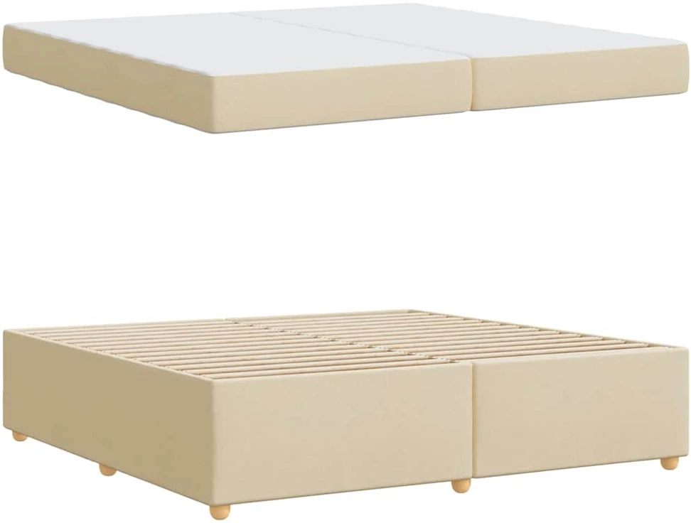 Lovos rėmas su čiužiniu Kreminė 200 x 200 cm audinys