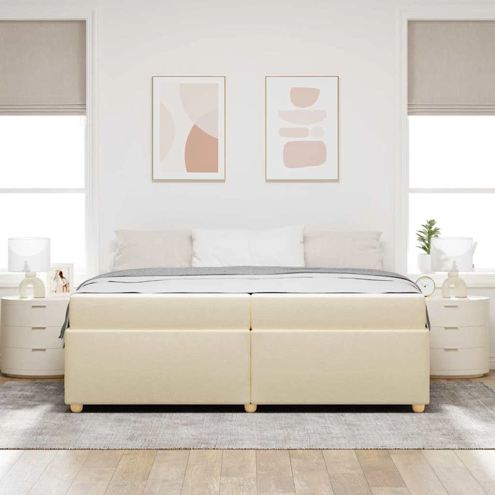 Lovos rėmas su čiužiniu Kreminė 200 x 200 cm audinys