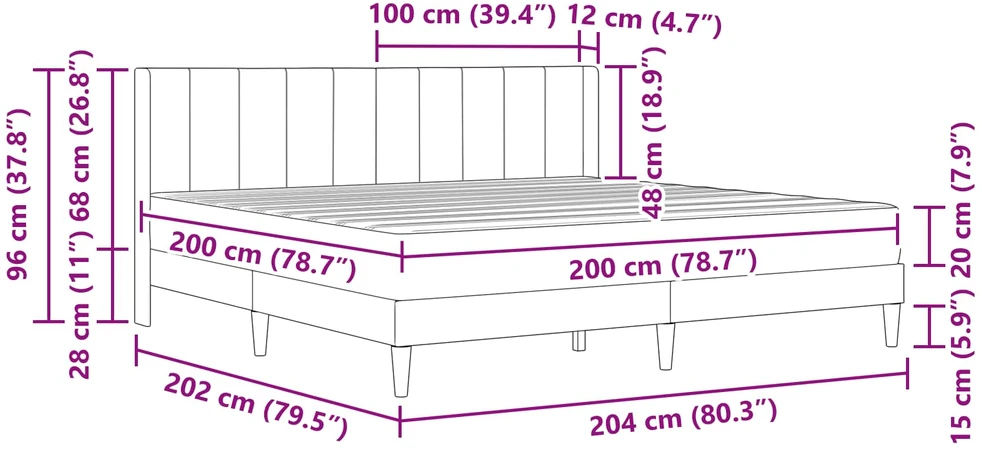 Čiužinys Lovos rėmas su čiužiniu Mėlyna 200 x 200 cm Aksomas