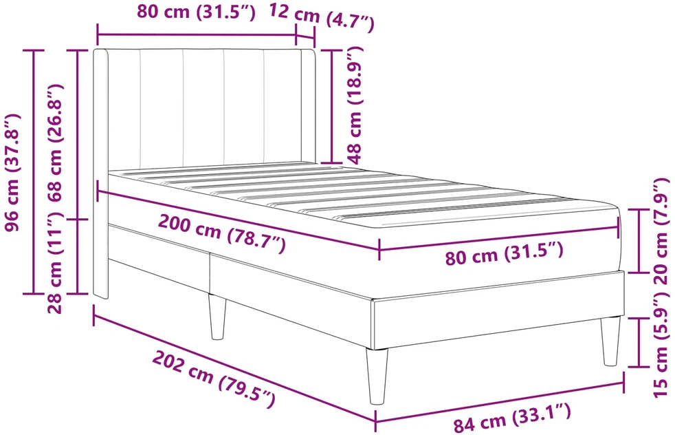 Čiužinys Lovos rėmas su čiužiniu Mėlyna 80 x 200 cm Aksomas