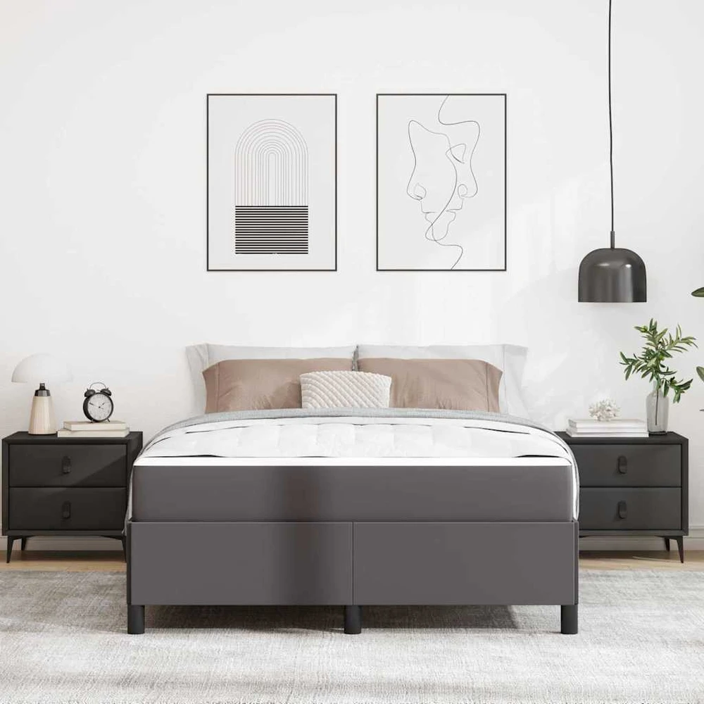 Lovos rėmas su čiužiniu Pilka 140 x 190 cm audinys