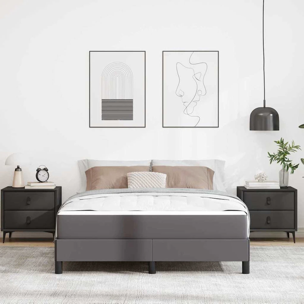 Lovos rėmas su čiužiniu Pilka 140 x 190 cm audinys