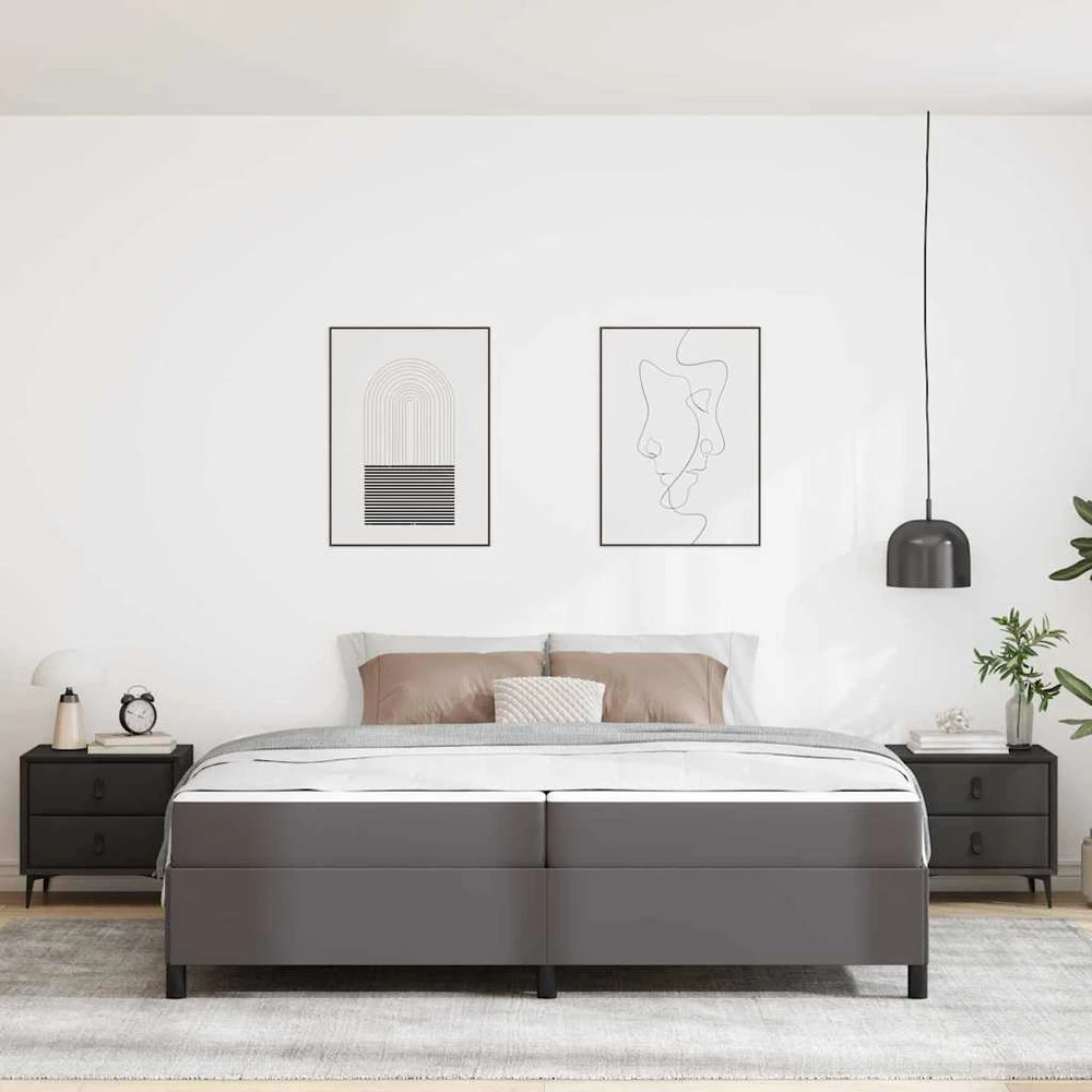 Lovos rėmas su čiužiniu Pilka 200 x 200 cm audinys