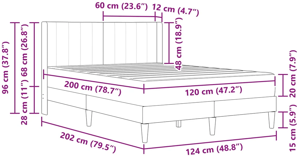 Čiužinys Lovos rėmas su čiužiniu Rožinė 120 x 200 cm Aksomas