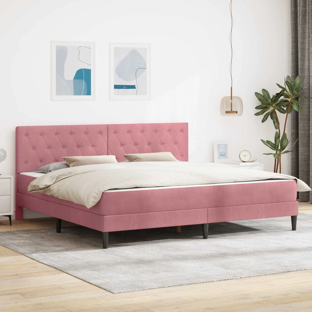 Čiužinys Lovos rėmas su čiužiniu Rožinė 180 x 200 cm Aksomas