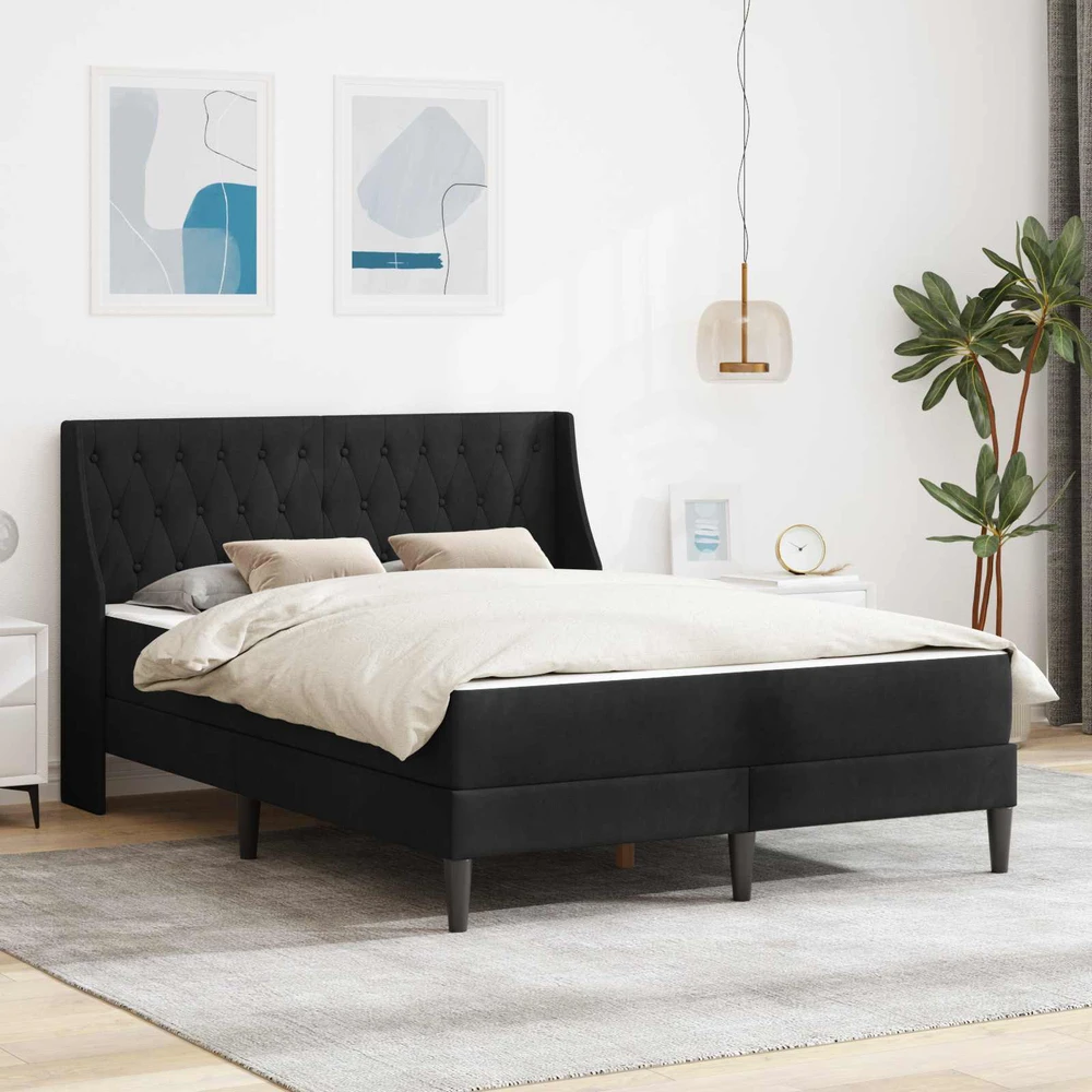 Čiužinys Lovos rėmas su čiužiniu su čiužiniu Juodas 160 x 200 cm Aksomas