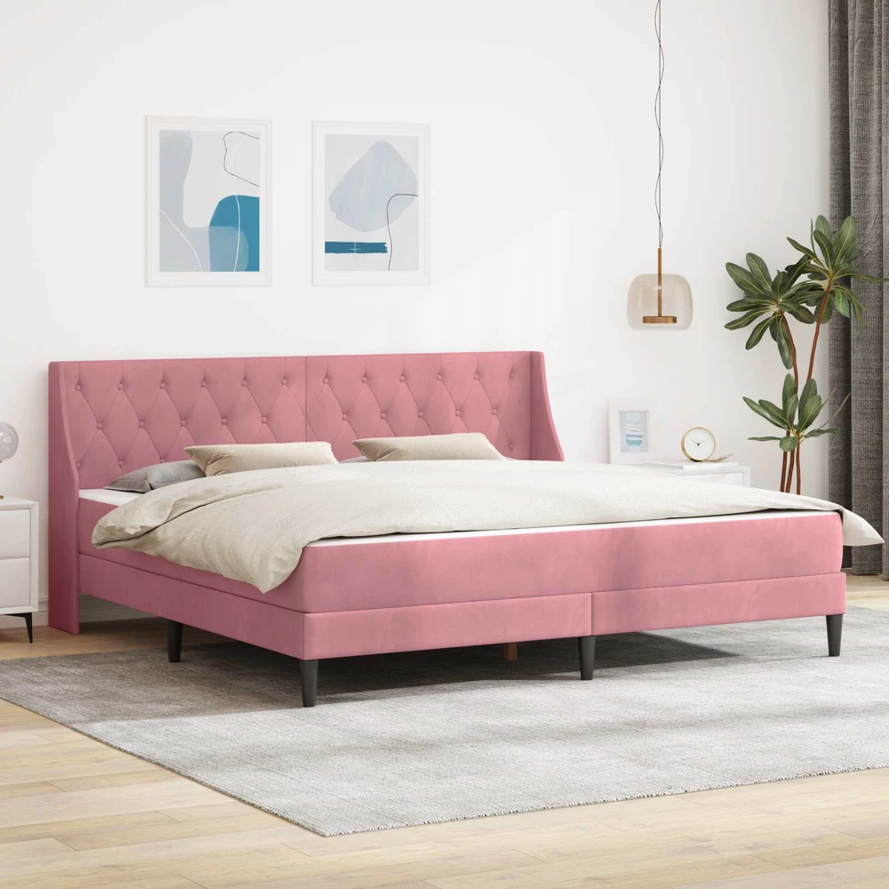Čiužinys Lovos rėmas su čiužiniu su čiužiniu Rožinė 200 x 200 cm Aksomas